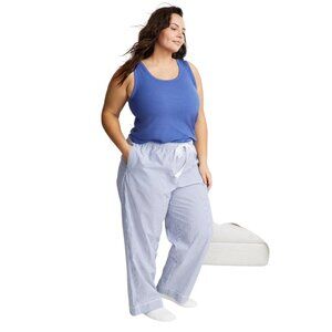 NWT State Of Day Womens Printed Poplin Pajama Pants 100180262MS Blue Stripe L